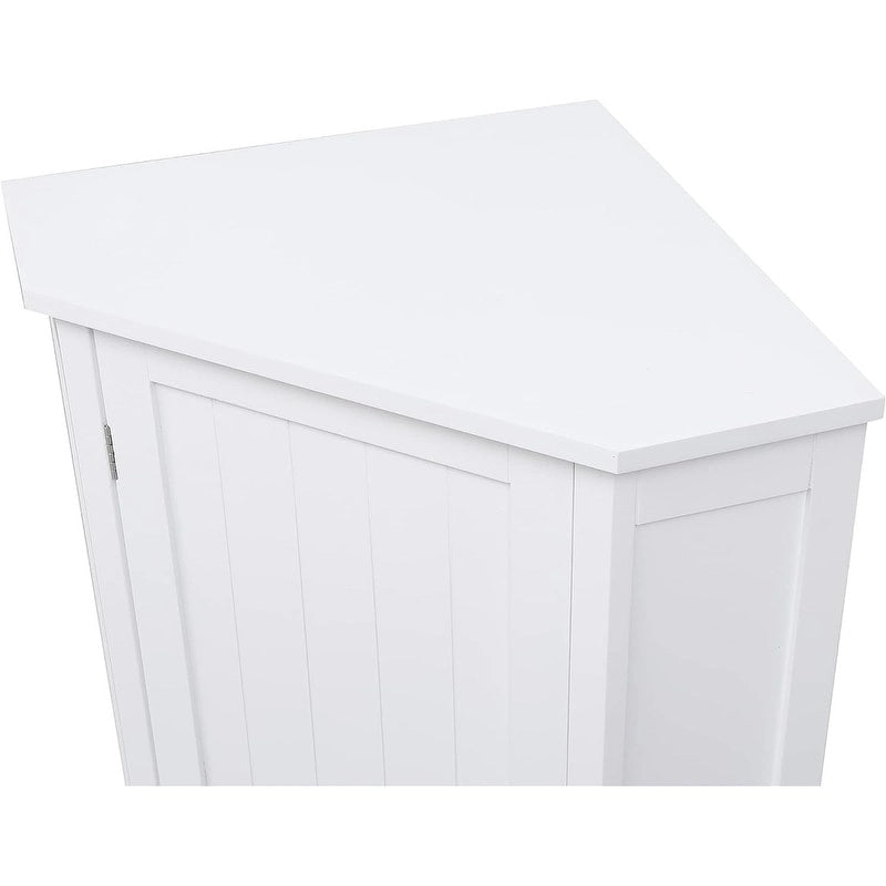 Meuble de rangement d'angle autoportant pour salle de bain avec porte simple et étagères réglables