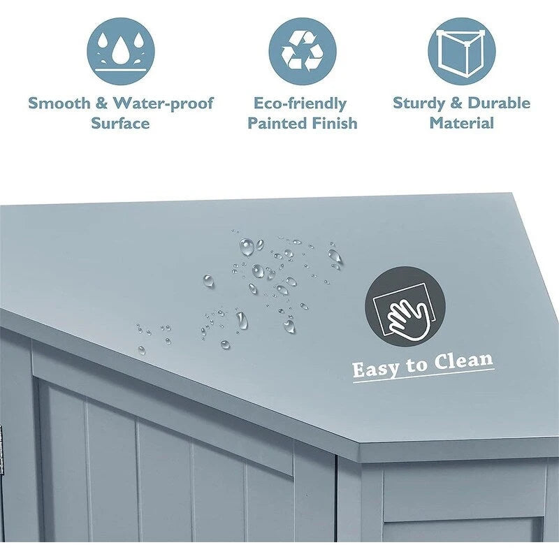 Meuble de rangement d'angle autoportant pour salle de bain avec porte simple et étagères réglables