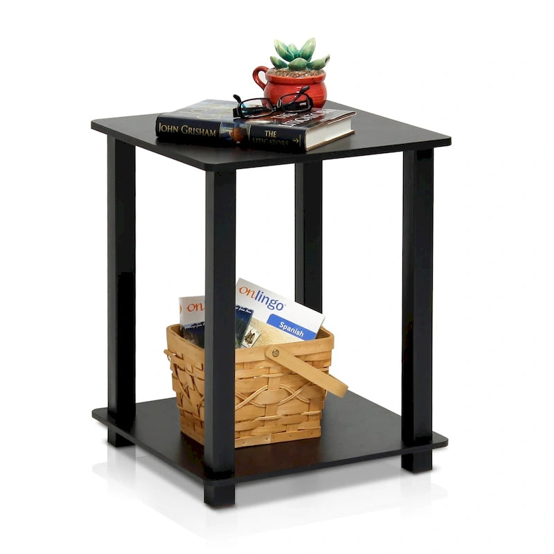 Table d'appoint carrée simple avec étagère inférieure Style moderne minimaliste