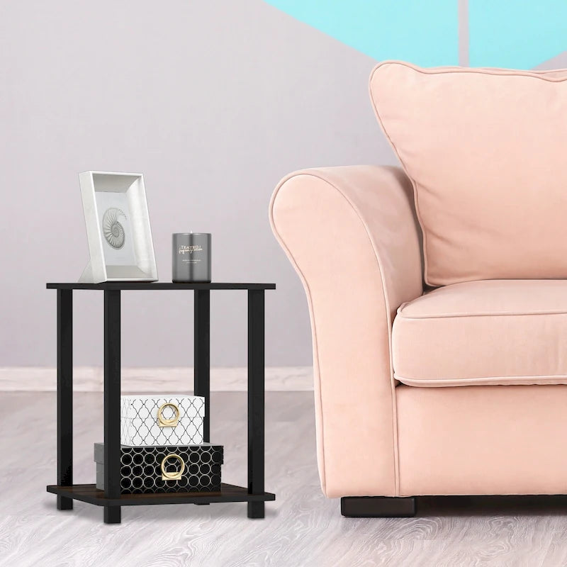 Table d'appoint carrée simple avec étagère inférieure Style moderne minimaliste