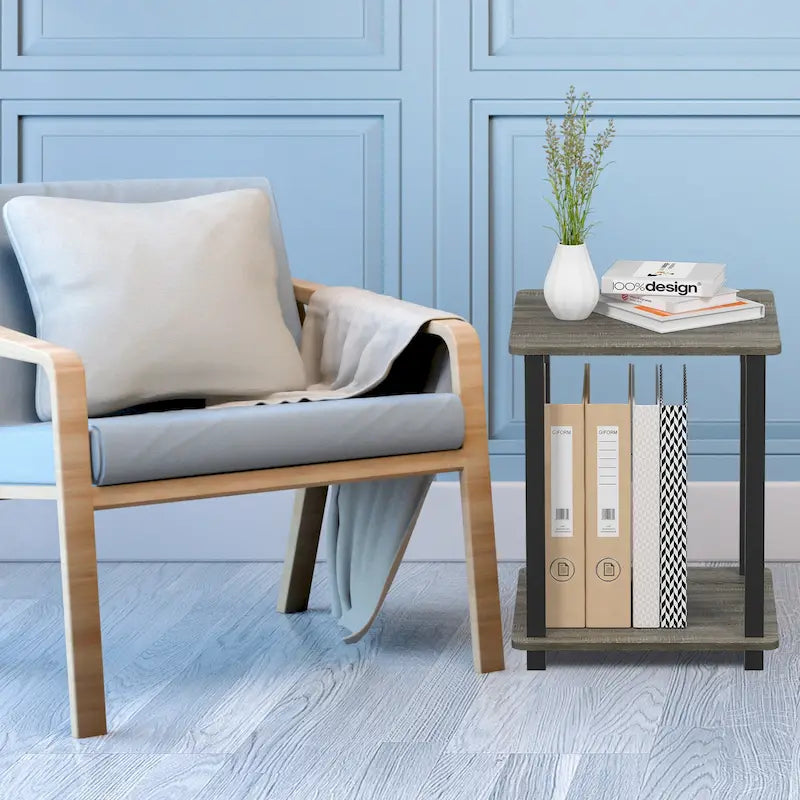 Table d'appoint carrée simple avec étagère inférieure Style moderne minimaliste