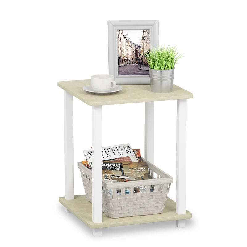 Table d'appoint carrée simple avec étagère inférieure Style moderne minimaliste