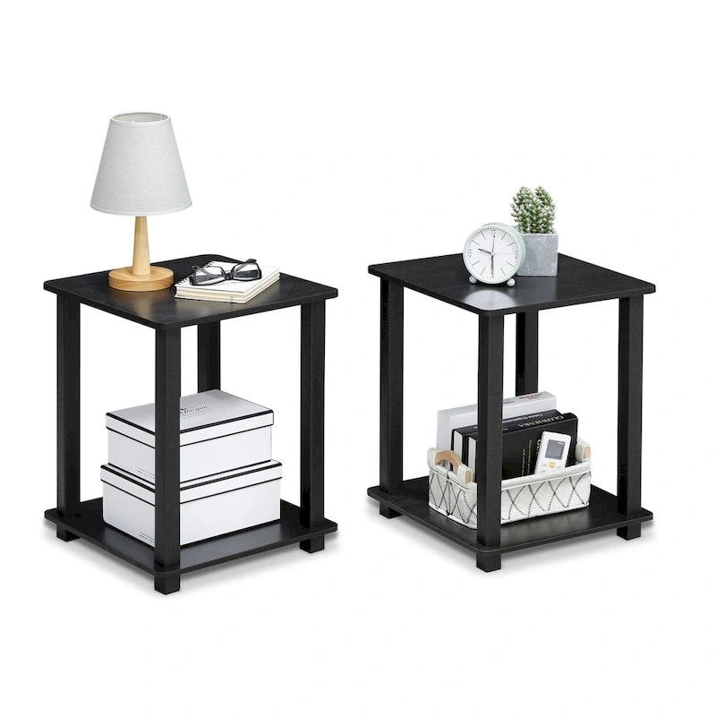 Table d'appoint carrée simple avec étagère inférieure Style moderne minimaliste
