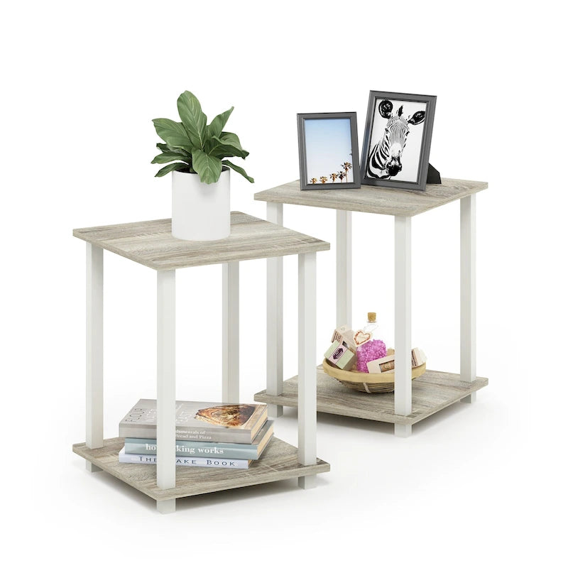 Table d'appoint carrée simple avec étagère inférieure Style moderne minimaliste