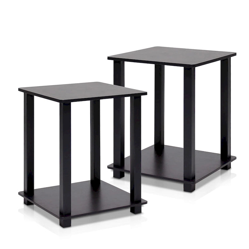 Table d'appoint carrée simple avec étagère inférieure Style moderne minimaliste