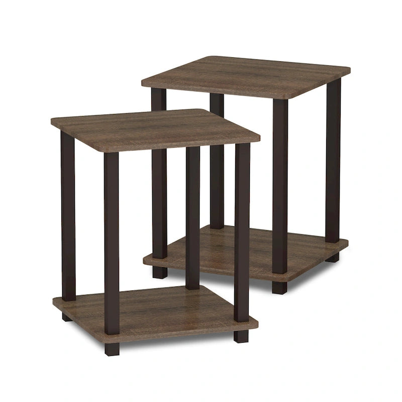 Table d'appoint carrée simple avec étagère inférieure Style moderne minimaliste