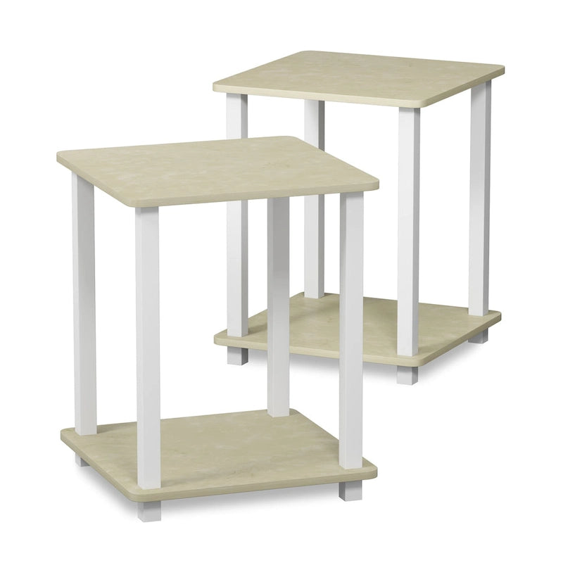 Table d'appoint carrée simple avec étagère inférieure Style moderne minimaliste