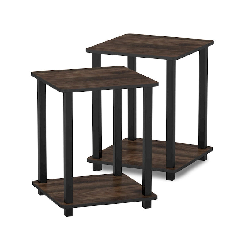 Table d'appoint carrée simple avec étagère inférieure Style moderne minimaliste