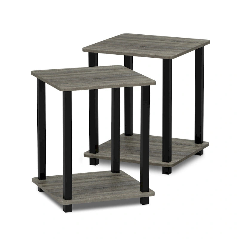 Table d'appoint carrée simple avec étagère inférieure Style moderne minimaliste