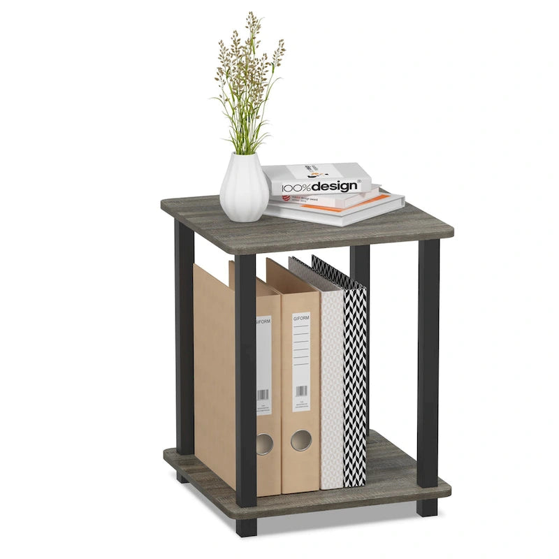 Table d'appoint carrée simple avec étagère inférieure Style moderne minimaliste