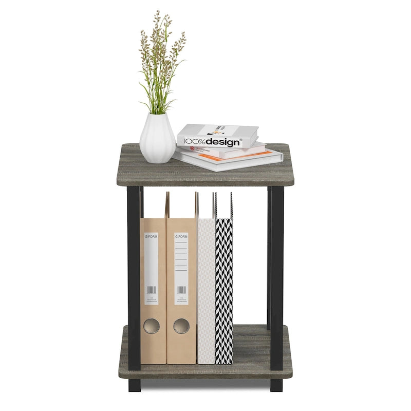 Table d'appoint carrée simple avec étagère inférieure Style moderne minimaliste