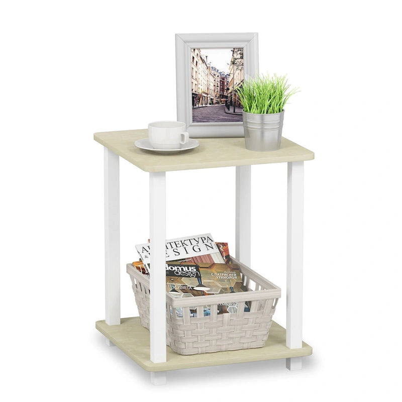 Table d'appoint carrée simple avec étagère inférieure Style moderne minimaliste