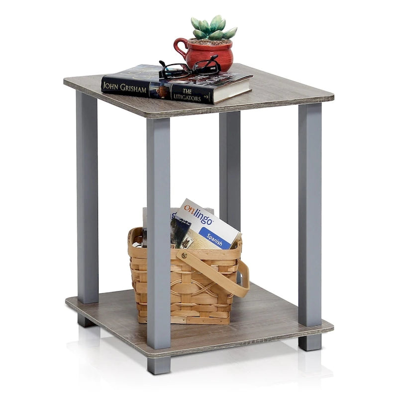 Table d'appoint carrée simple avec étagère inférieure Style moderne minimaliste