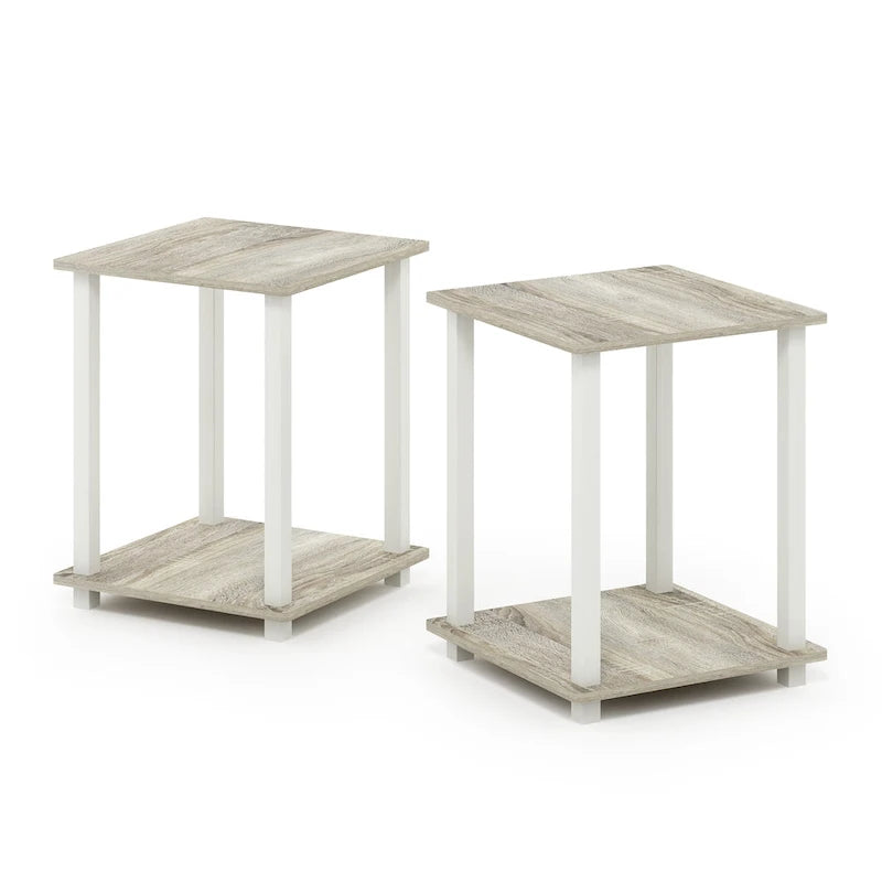 Table d'appoint carrée simple avec étagère inférieure Style moderne minimaliste