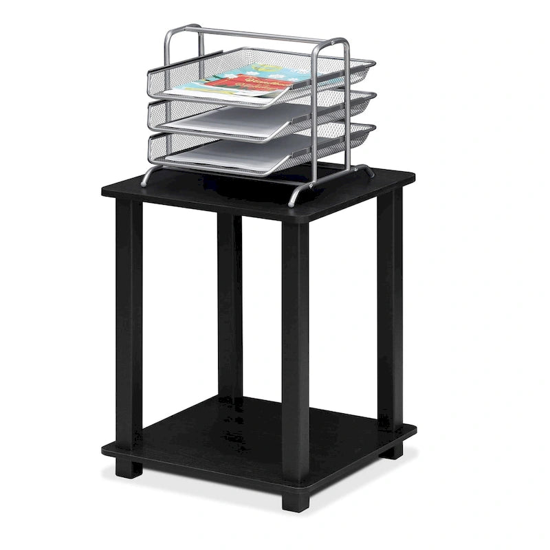 Table d'appoint carrée simple avec étagère inférieure Style moderne minimaliste