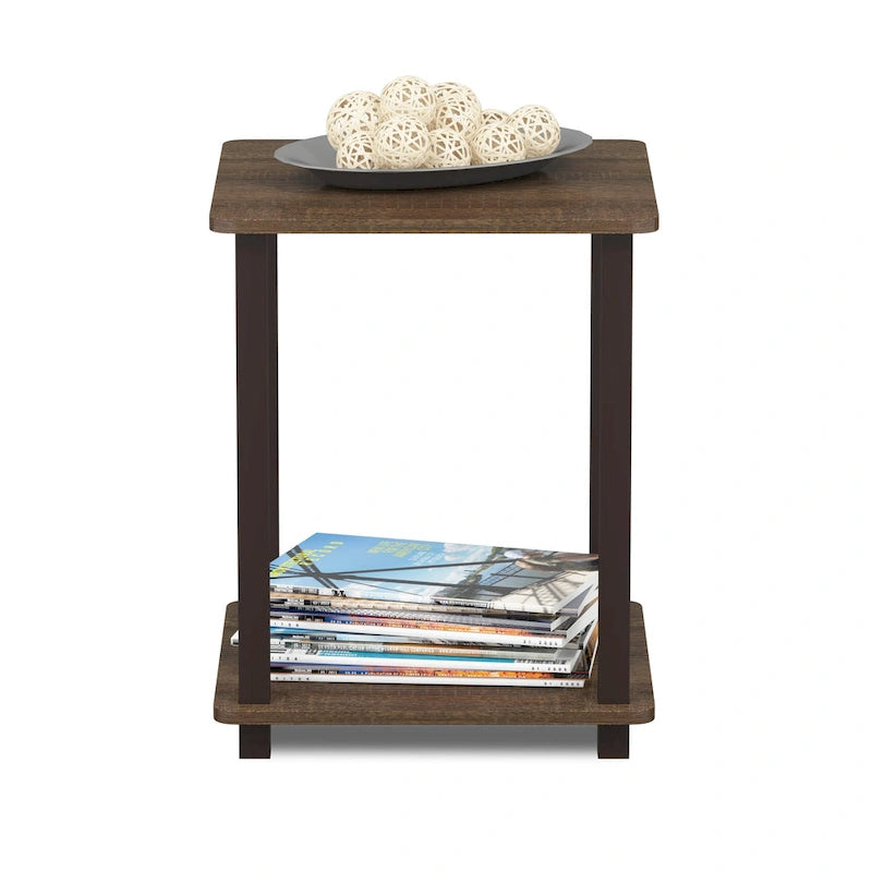 Table d'appoint carrée simple avec étagère inférieure Style moderne minimaliste
