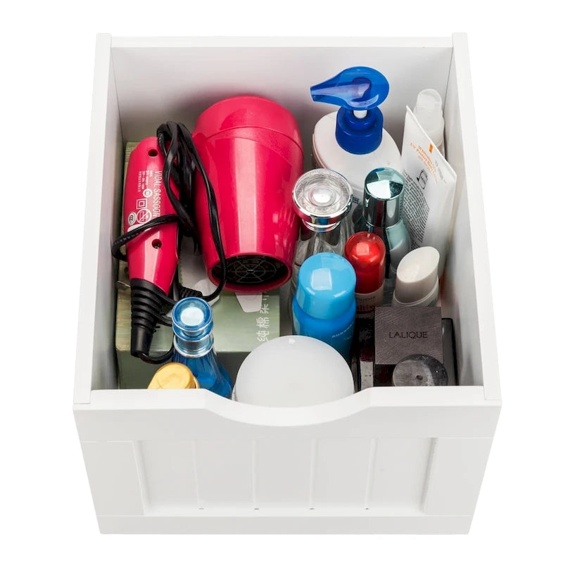 Meuble de salle de bain à porte simple avec 4 tiroirs Blanc