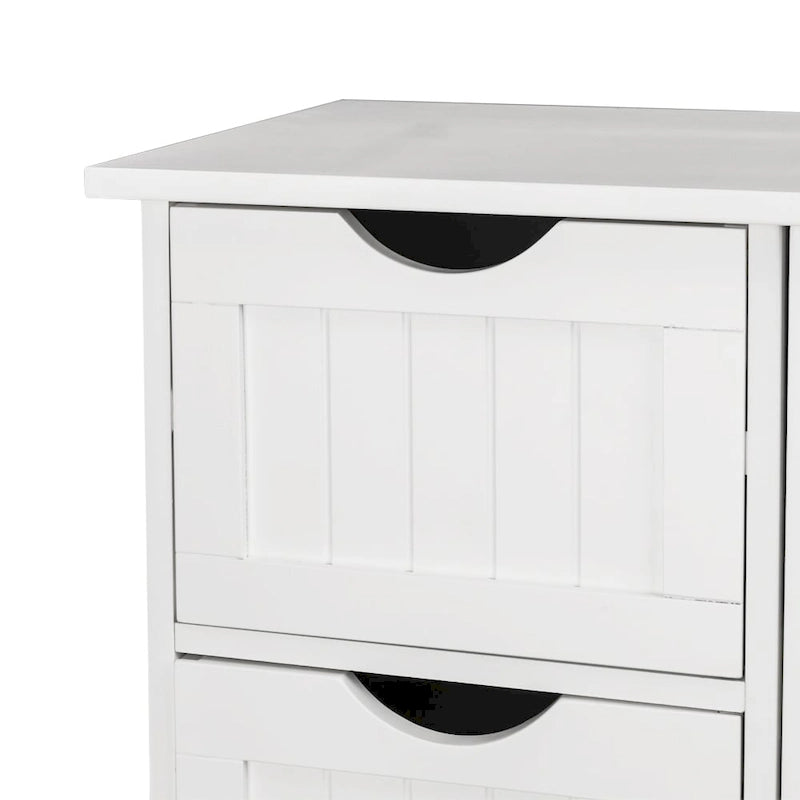 Meuble de salle de bain à porte simple avec 4 tiroirs Blanc