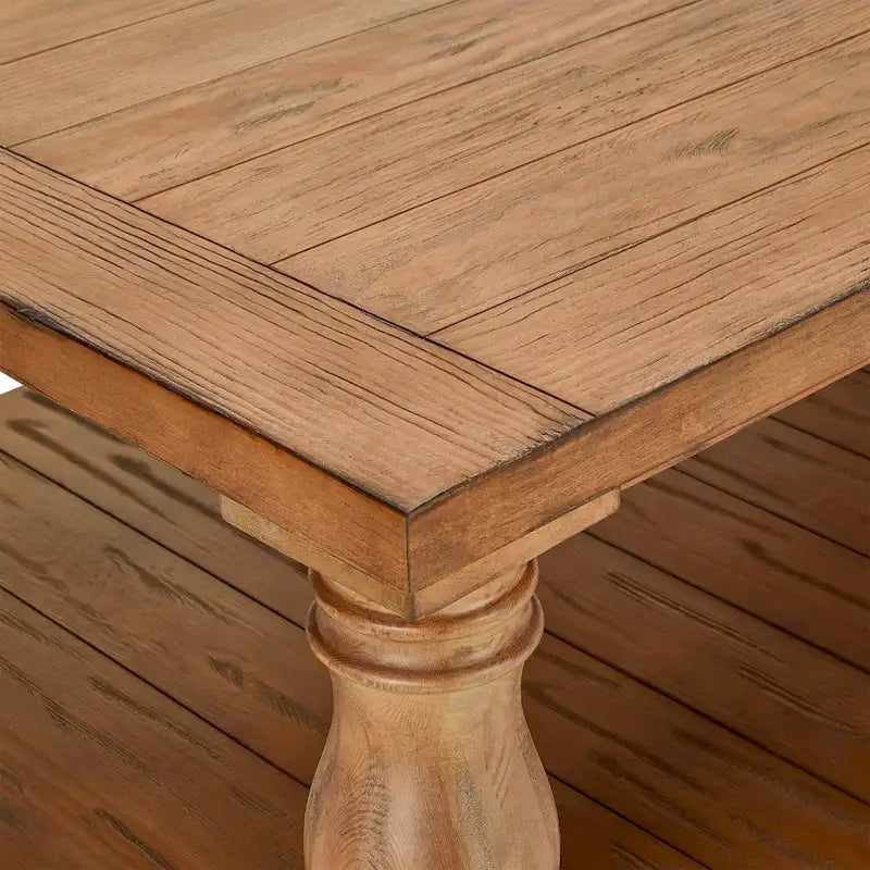 Table basse rustique à balustre de 60 pouces avec étagère de rangement inférieure