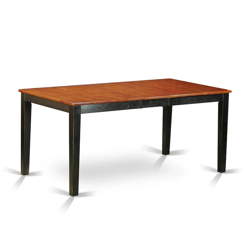 Table à manger rectangulaire en bois massif merisier noir avec rallonge papillon