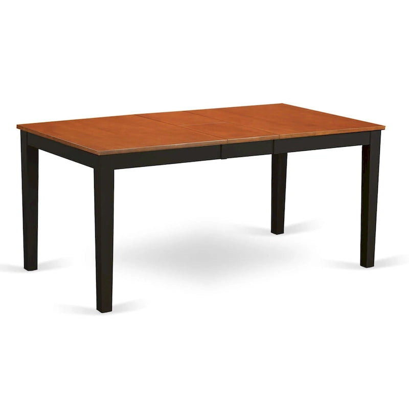 Table à manger rectangulaire en bois massif merisier noir avec rallonge papillon