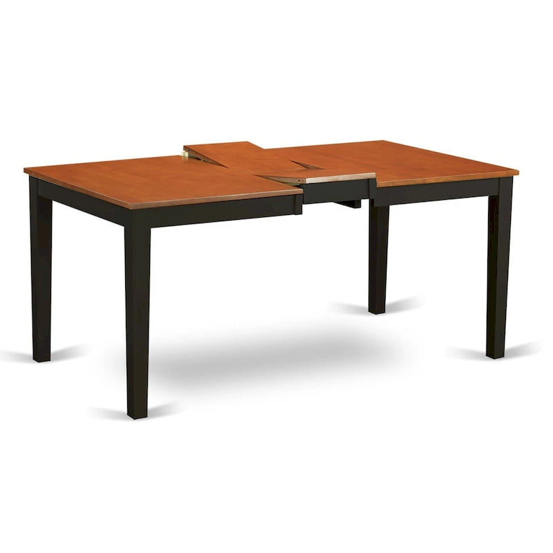 Table à manger rectangulaire en bois massif merisier noir avec rallonge papillon