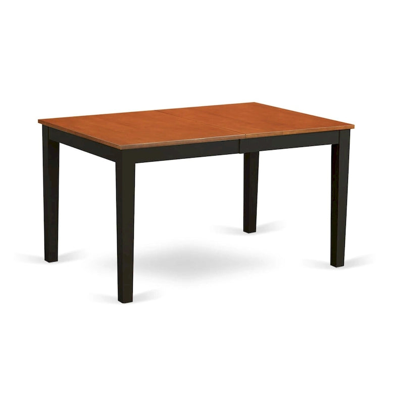 Table à manger rectangulaire en bois massif merisier noir avec rallonge papillon