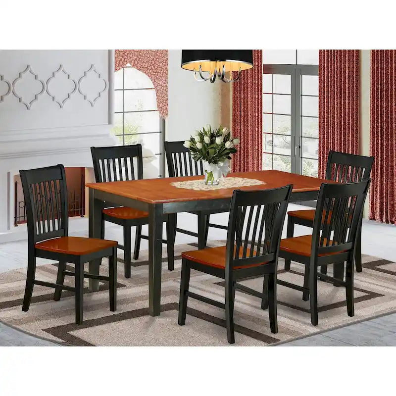 Table à manger rectangulaire en bois massif merisier noir avec rallonge papillon