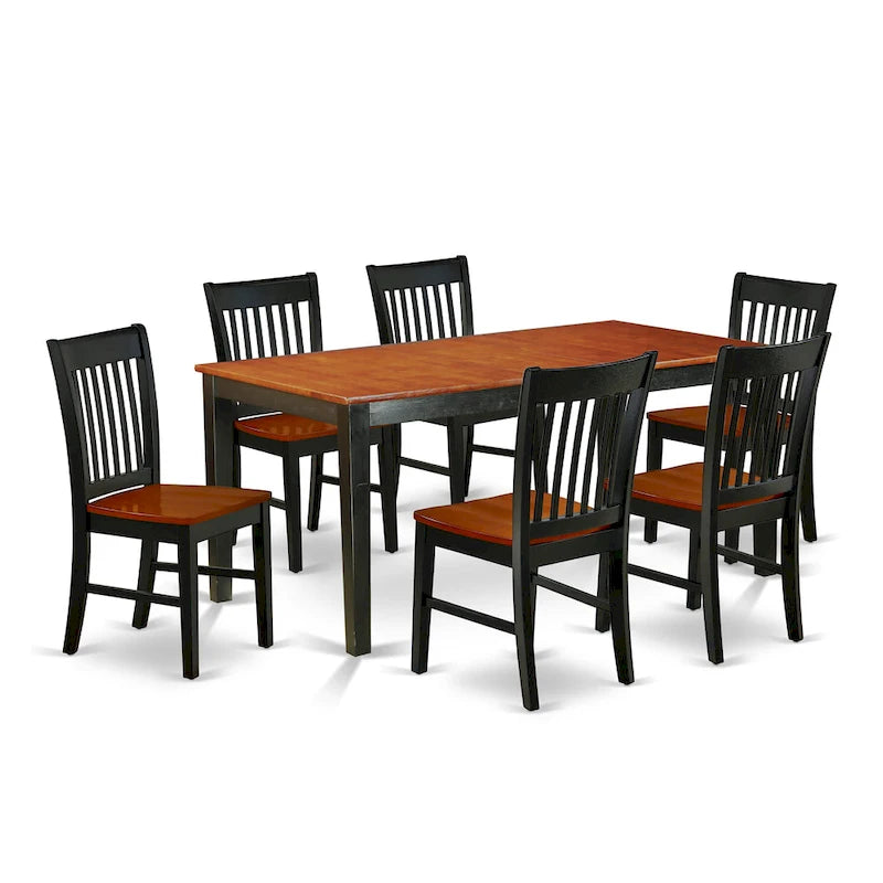 Table à manger rectangulaire en bois massif merisier noir avec rallonge papillon