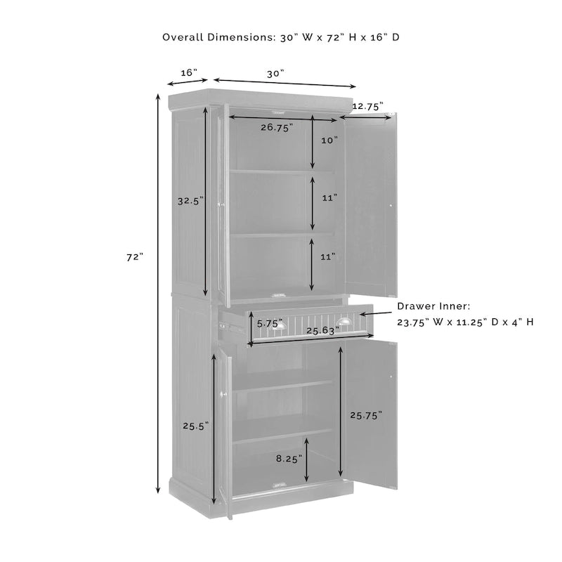 Armoire de cuisine blanche vieillie avec panneaux perlés