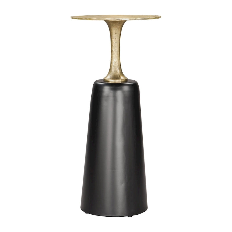 Table d'appoint ronde moderne en métal avec accents dorés et noirs