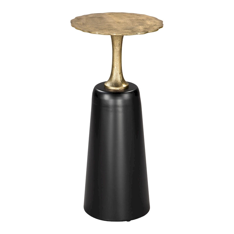 Table d'appoint ronde moderne en métal avec accents dorés et noirs