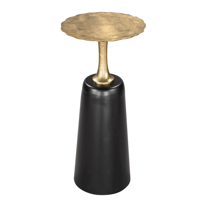 Table d'appoint ronde moderne en métal avec accents dorés et noirs