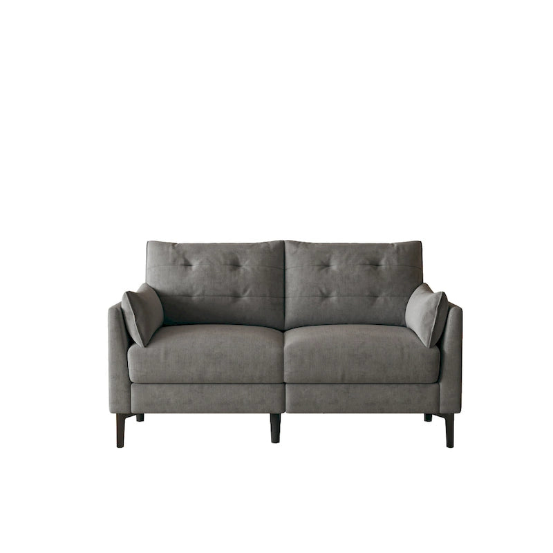 Canapé double gris clair 146 cm en coton et lin avec coussin épais et accoudoirs