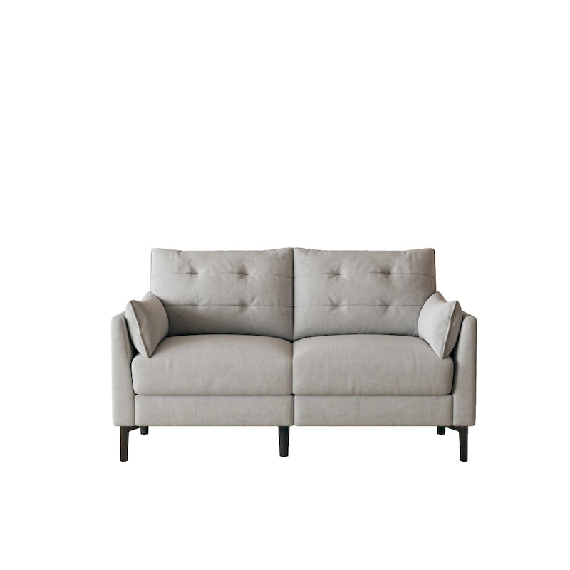 Canapé double gris clair 146 cm en coton et lin avec coussin épais et accoudoirs