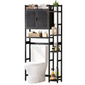 Meuble de rangement de salle de bain en bambou à installer au-dessus des toilettes avec étagère ouverte