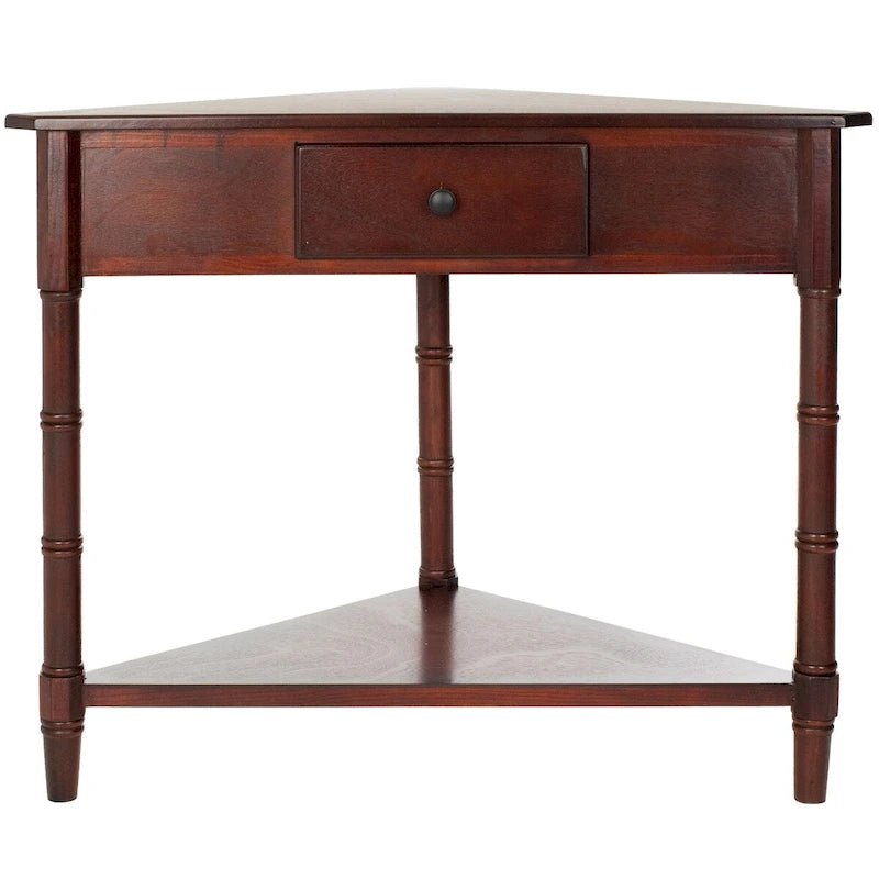 Table d'angle grise avec tiroir et étagère inférieure pour petits espaces
