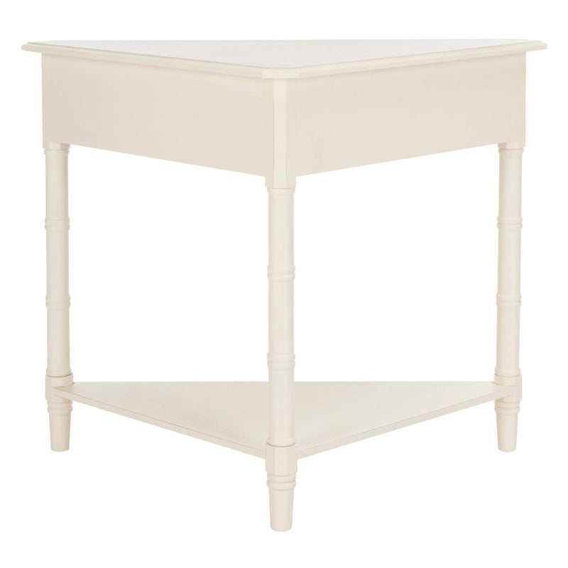 Table d'angle grise avec tiroir et étagère inférieure pour petits espaces