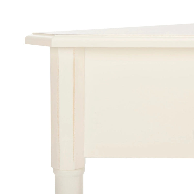Table d'angle grise avec tiroir et étagère inférieure pour petits espaces