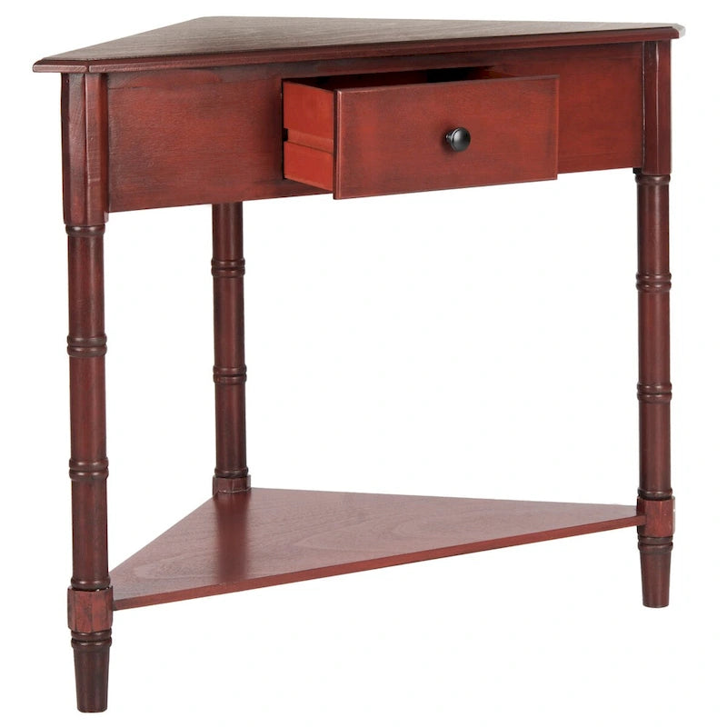 Table d'angle grise avec tiroir et étagère inférieure pour petits espaces