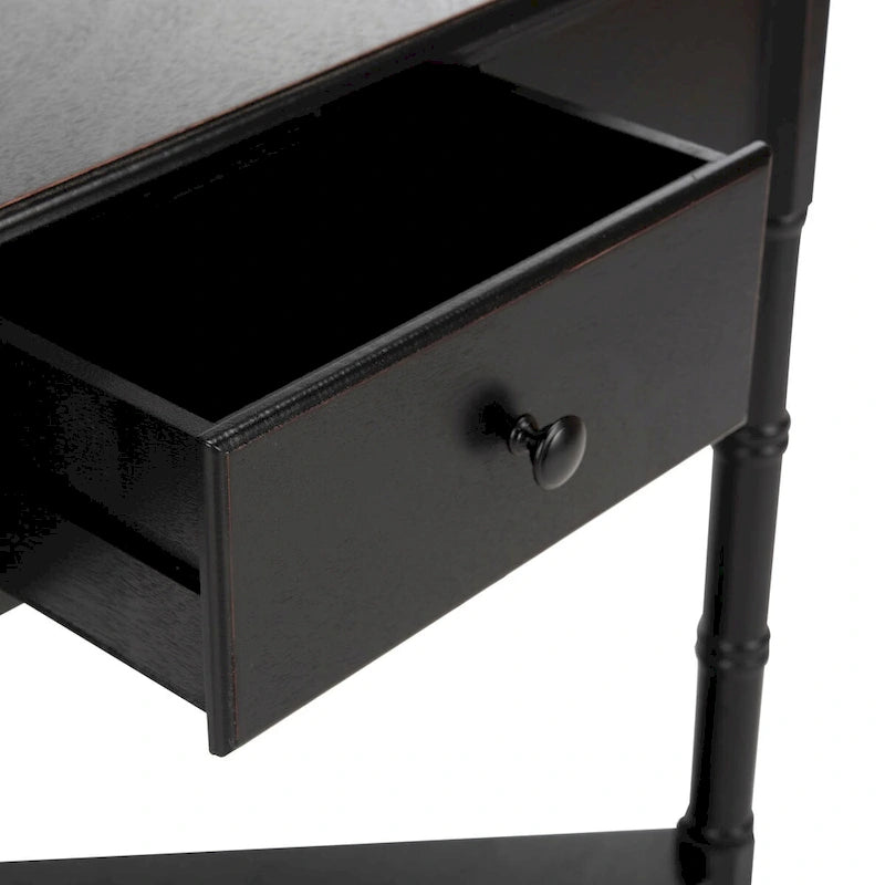 Table d'angle grise avec tiroir et étagère inférieure pour petits espaces