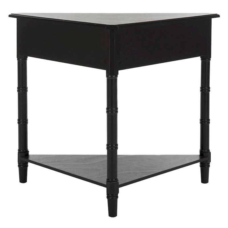 Table d'angle grise avec tiroir et étagère inférieure pour petits espaces