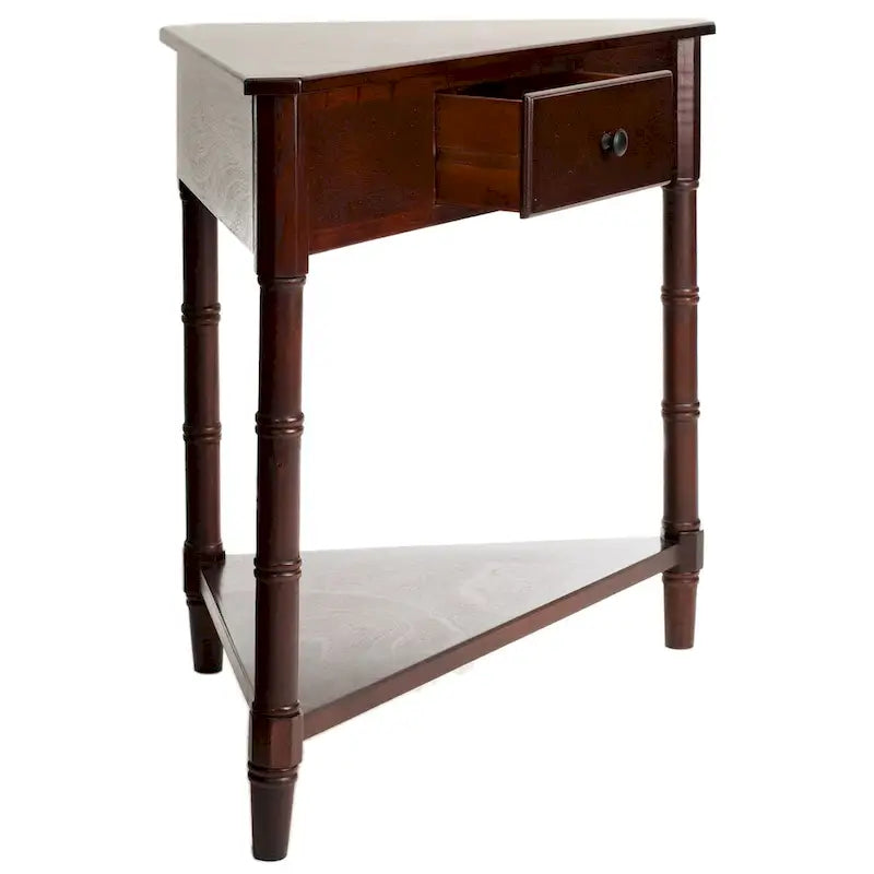 Table d'angle grise avec tiroir et étagère inférieure pour petits espaces