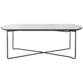 Table basse ovale minimaliste avec piètement croisé en métal noir