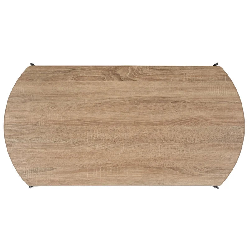 Table basse ovale minimaliste avec piètement croisé en métal noir