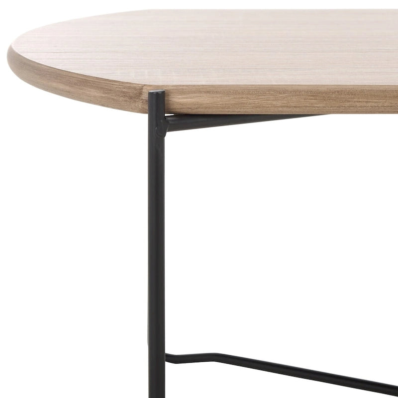 Table basse ovale minimaliste avec piètement croisé en métal noir