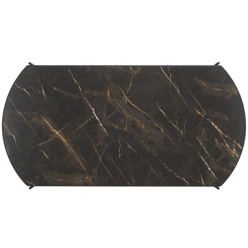 Table basse ovale minimaliste avec piètement croisé en métal noir