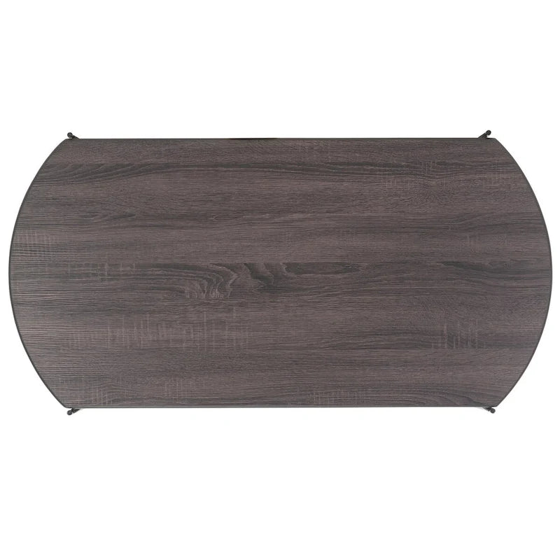 Table basse ovale minimaliste avec piètement croisé en métal noir