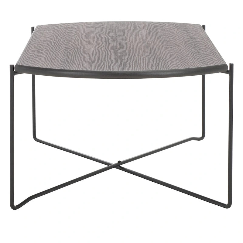 Table basse ovale minimaliste avec piètement croisé en métal noir