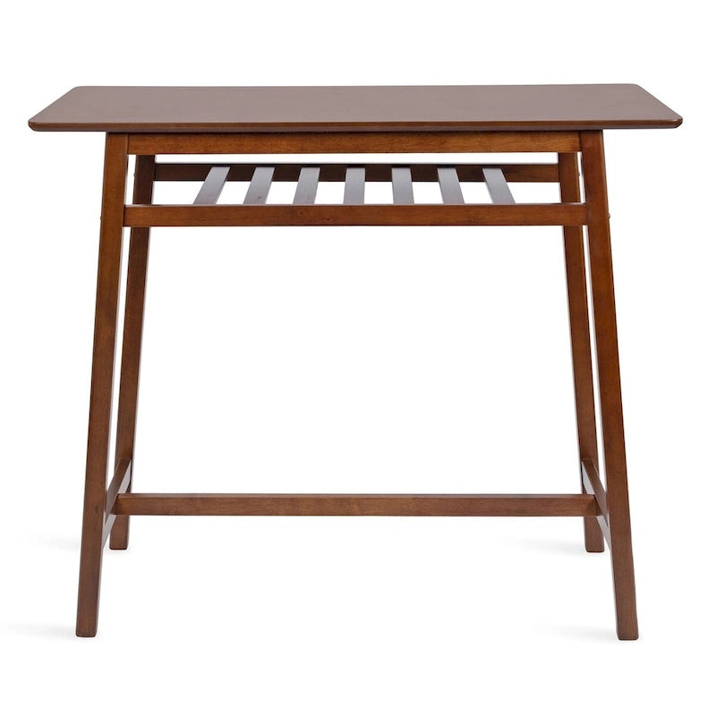 Table de bar rectangulaire moderne en bois avec étagère de rangement pour le vin